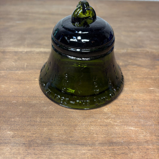 Vintage 1983/4 Dark Green Glass Telephone Breakup Bell Paperweight