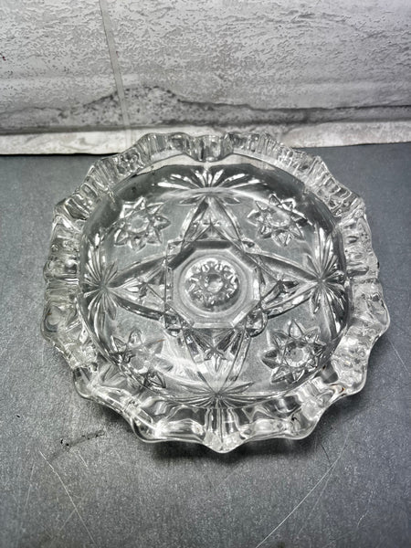 Vintage Anchor Hocking Star Of David Round Clear Glass Ashtray