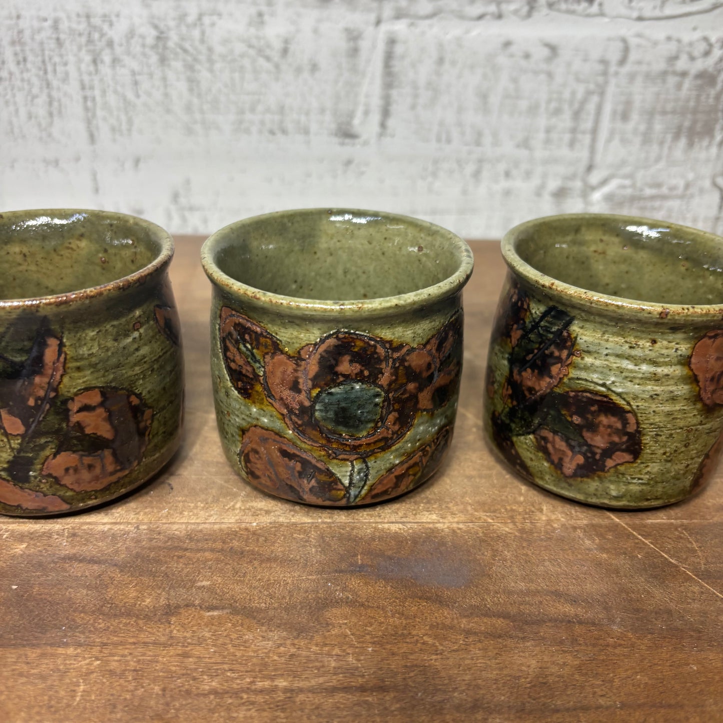 Vintage OMC Japan Stoneware Sake Cups Set of 3