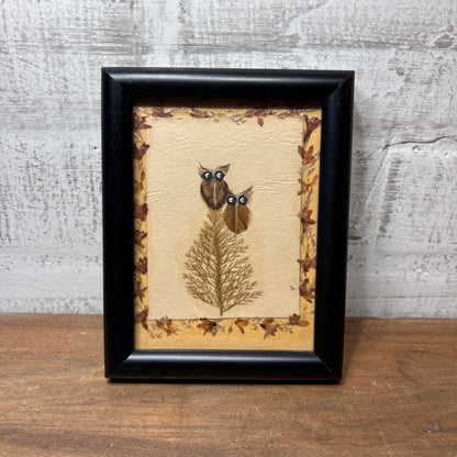 Vintage Botanical Owl Pressed Art Wall Art Print