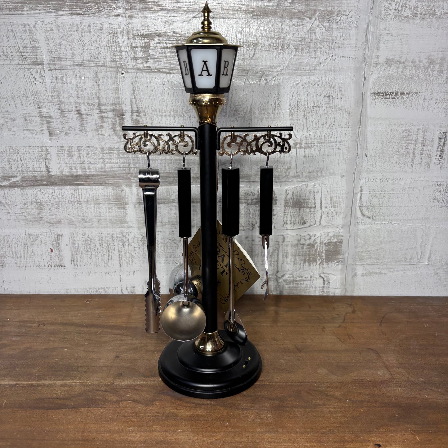 Vintage Swank Bar Light Pole W/ Bar Accessories