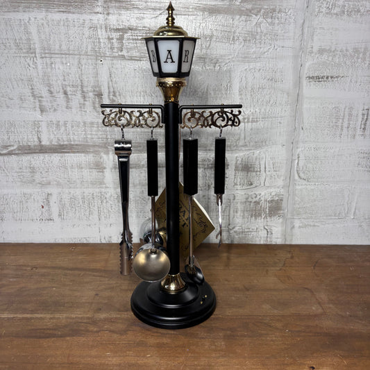 Vintage Swank Bar Light Pole W/ Bar Accessories