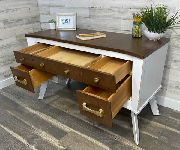 Mid Century Modern White Desk