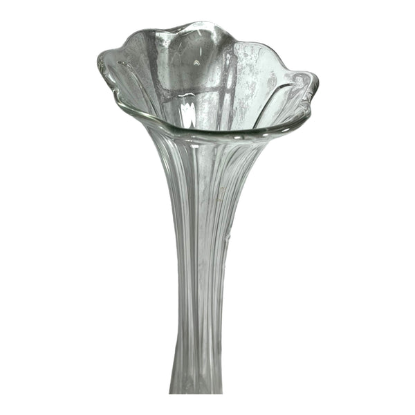 Fluted Tall Glass Mid Century Vase