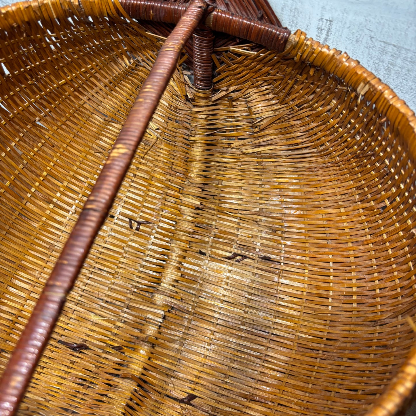 Vintage Hand-Woven Wicker Basket W/ Handle