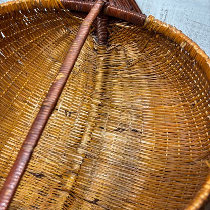 Vintage Hand-Woven Wicker Basket W/ Handle