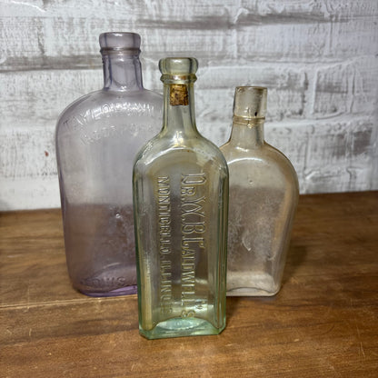 Antique Glass Bottle Set of 3 #6