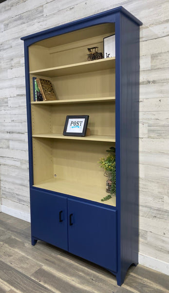 Navy Blue Bookshelf Cabinet