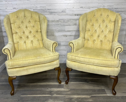 Set Of 2 Wingback Yellow Chairs