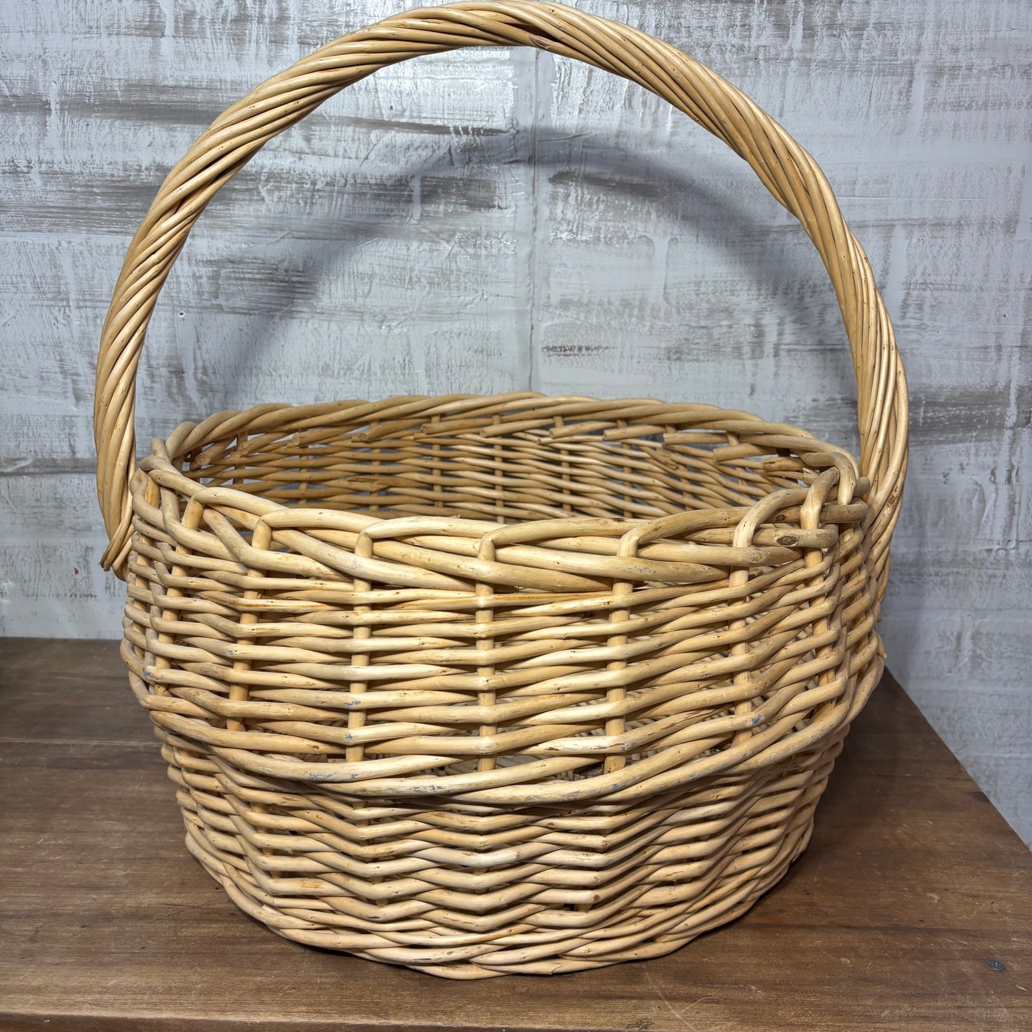 Large Vintage Wicker Single Handle Basket