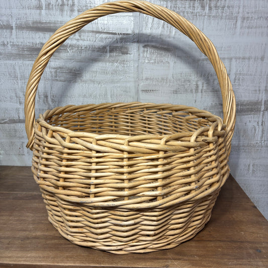 Large Vintage Wicker Single Handle Basket