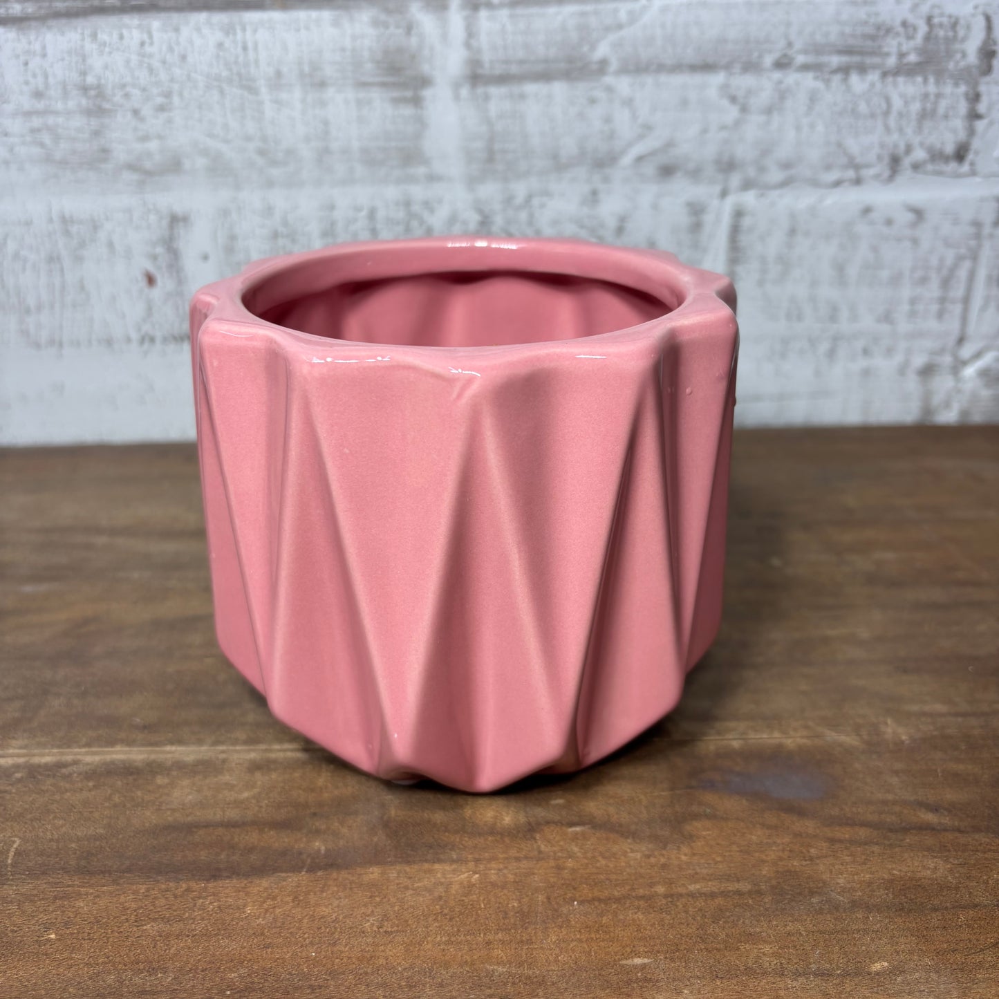 Pink Geometric Ceramic Pot