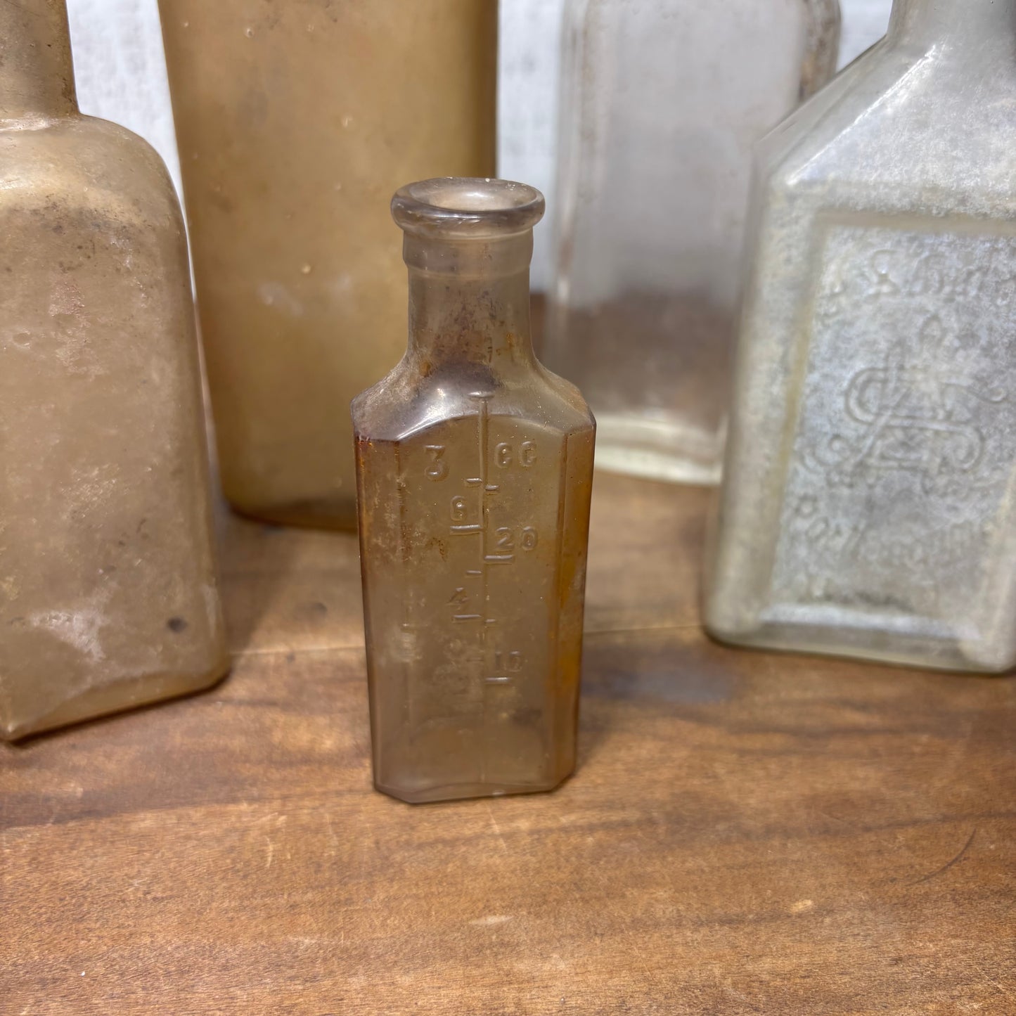 Antique Glass Bottles Set of 5 #1 Vintage Advertisement