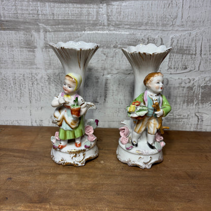 Vintage Ucagco China PorcelainBoy & Girl Flower Vase
