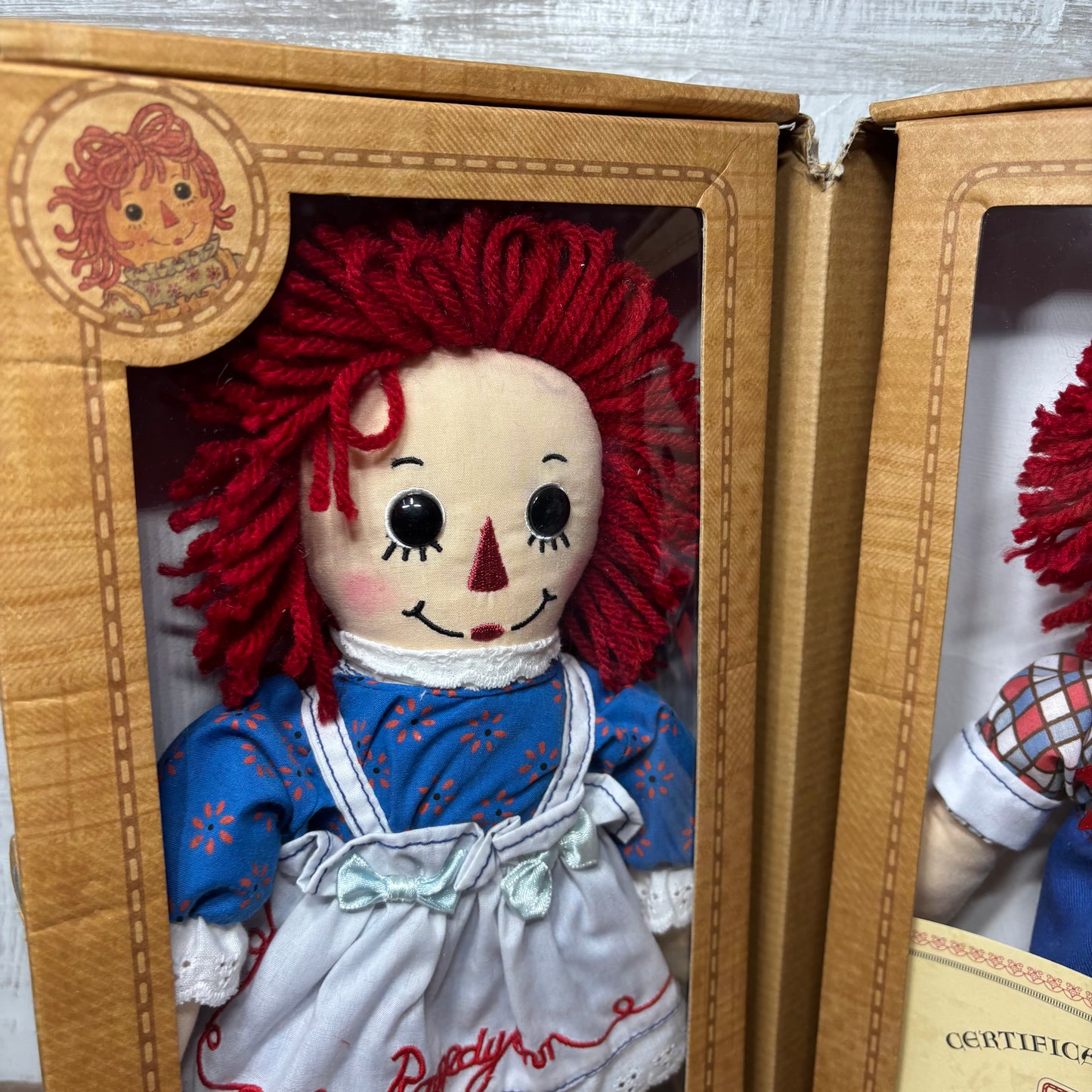 Raggedy Ann & Andy Dolls W/ Certificate Of Authenticity New In Box Set