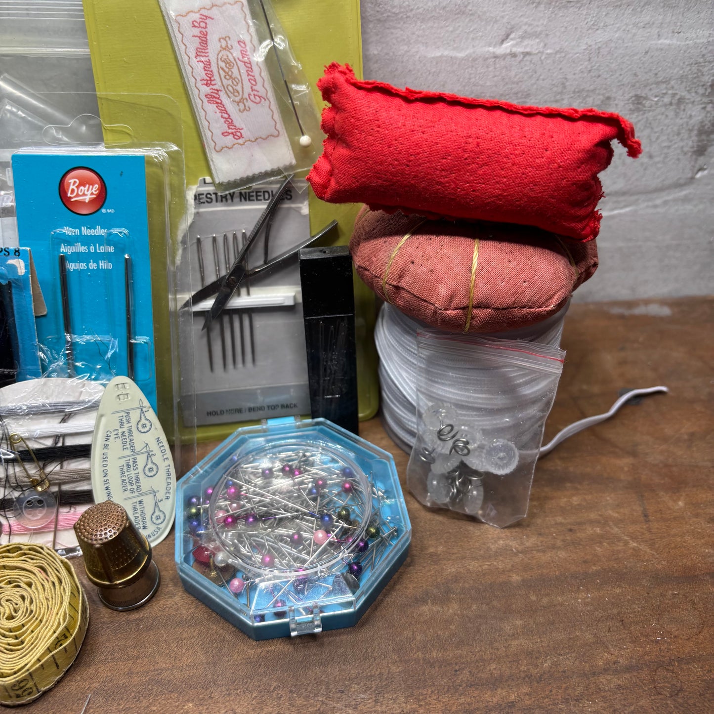 Vintage Thread Pins Buttons Bundle Lot