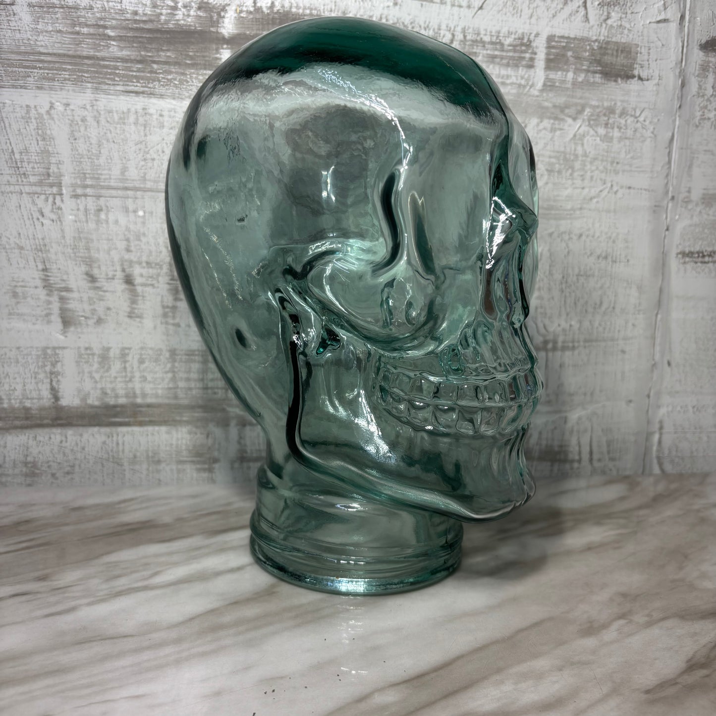 Clear Glass Skull Mannequin Head Display