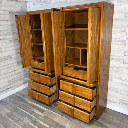 Oak Armoire Wardrobe Set Of 2
