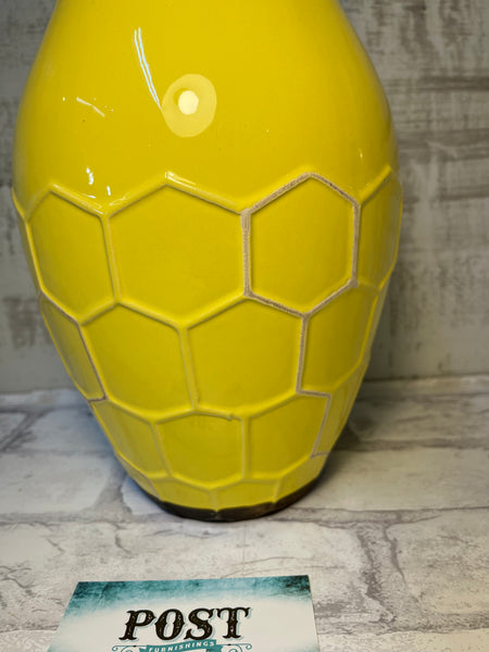 Honeycomb Yellow Clay Vase