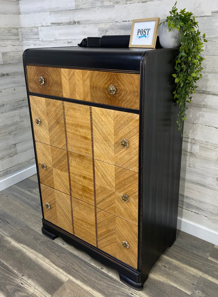 Refinished Black Waterfall Dresser