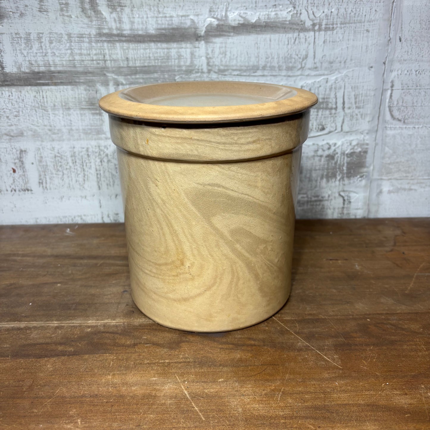 Vintage Stoneware Lidded Crock