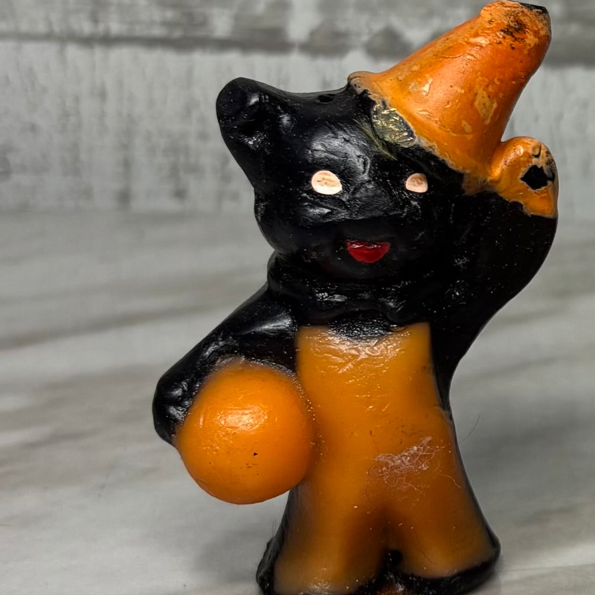 Vintage Gurley Black Cat W/ Pumpkin Halloween Candle