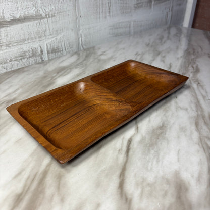Vintage Teak Wood Double Tray