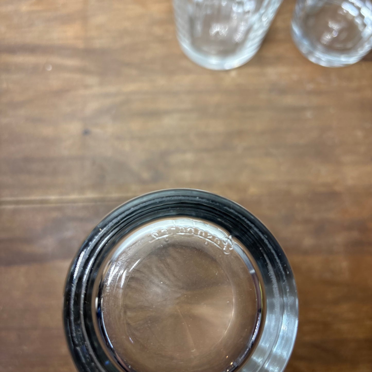 Set of 4 Clear Ribbed Drinking Glasses