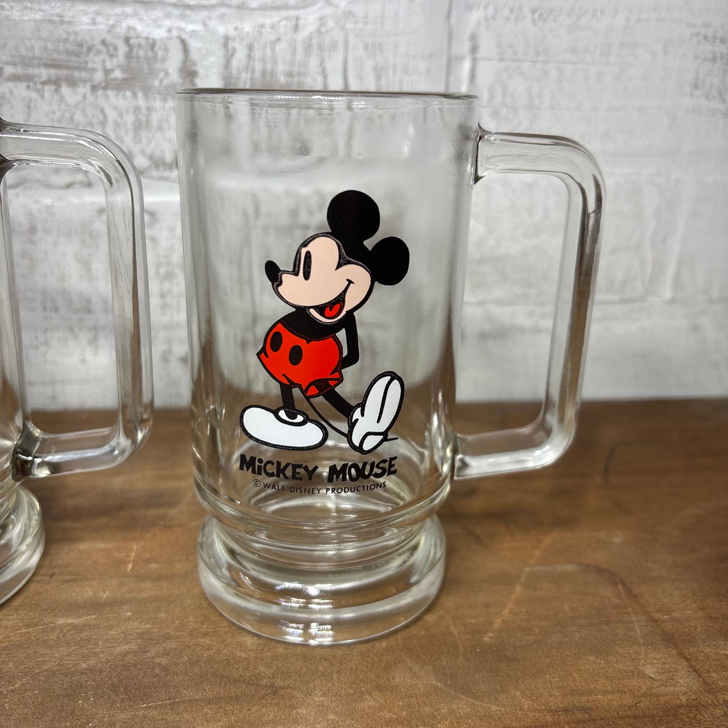 Vintage Disney Mickey and Minnie Mouse Glass Mug Set