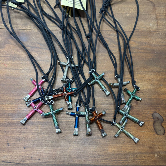 15 Pack Horseshoe Nail The Disciples Cross Necklaces (Assorted Colors)