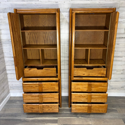 Oak Armoire Wardrobe Set Of 2