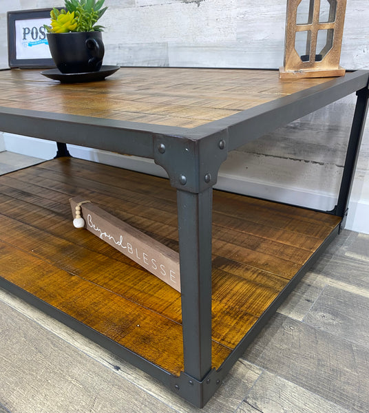 Rustic Coffee Table On Wheels