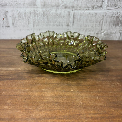 Vintage Fenton Colonial Green Thumbprint Bowl