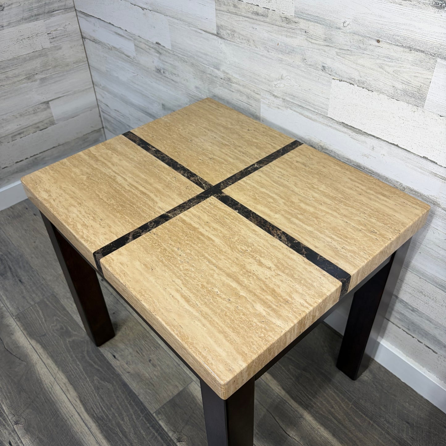 Faux Marble Top End Table