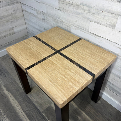 Faux Marble Top End Table