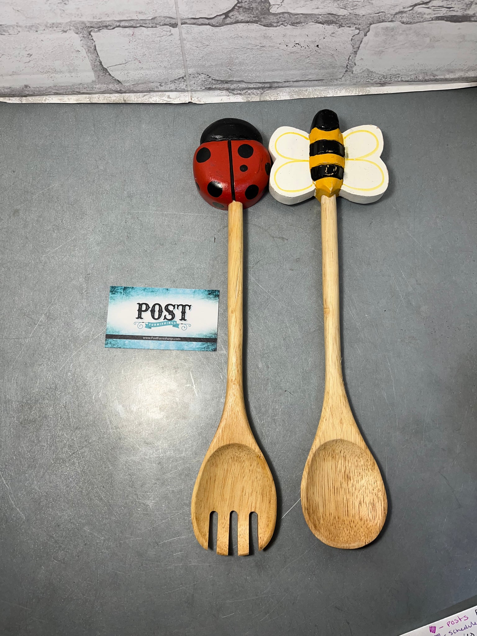 Bee And Lady Bug Wooden Salad Spoon Set