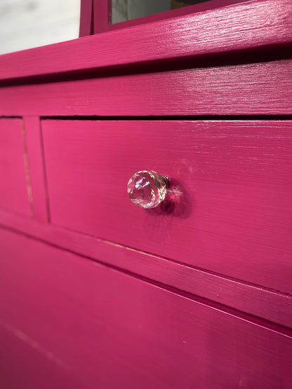 Hot Pink Antique Dresser W/ Mirror