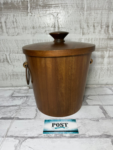 Mid Century Wooden Ice Bucket Made In Japan