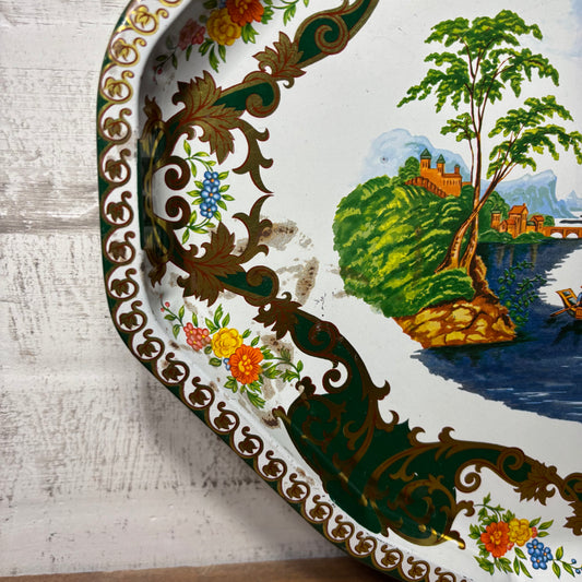 Vintage Daher Decorated Enameled Tray/ Plate