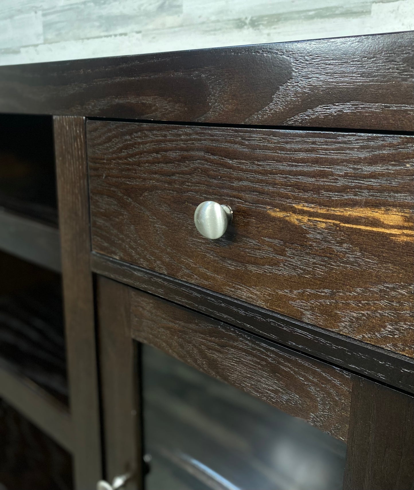 Dark Wood TV Stand Buffet Cabinet
