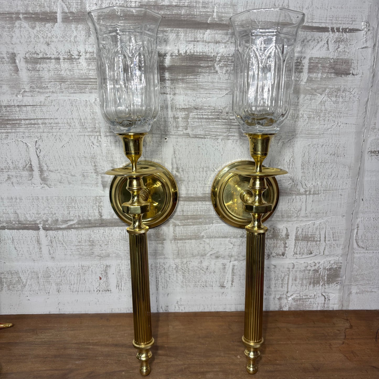 Vintage Brass Wall Sconce Candle Holders