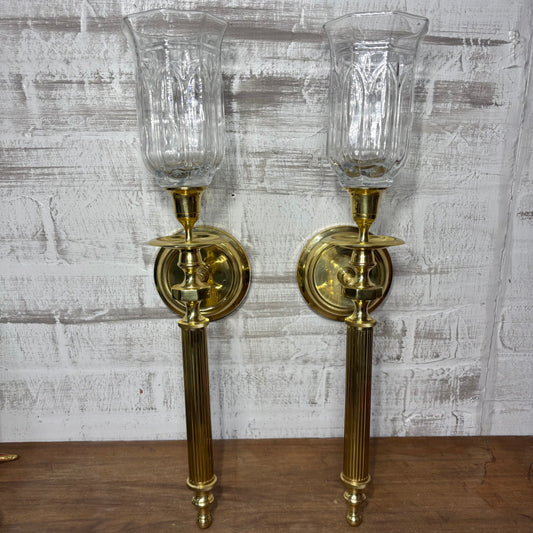 Vintage Brass Wall Sconce Candle Holders