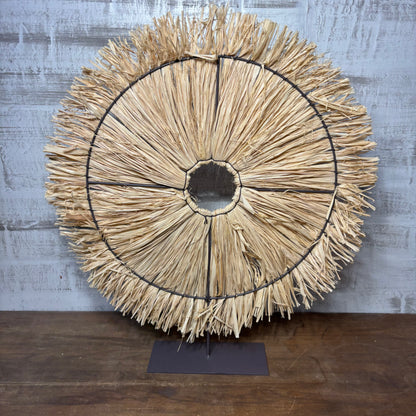 Natural Raffia Fiber Tabletop Sculpture