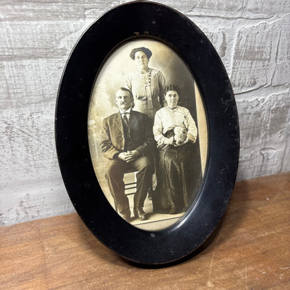 Antique Oval Black And White Family Portrait