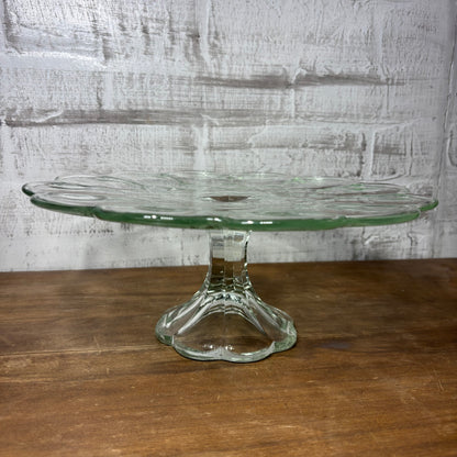 Vintage LE Smith Dominion Glass PedestalCake Stand