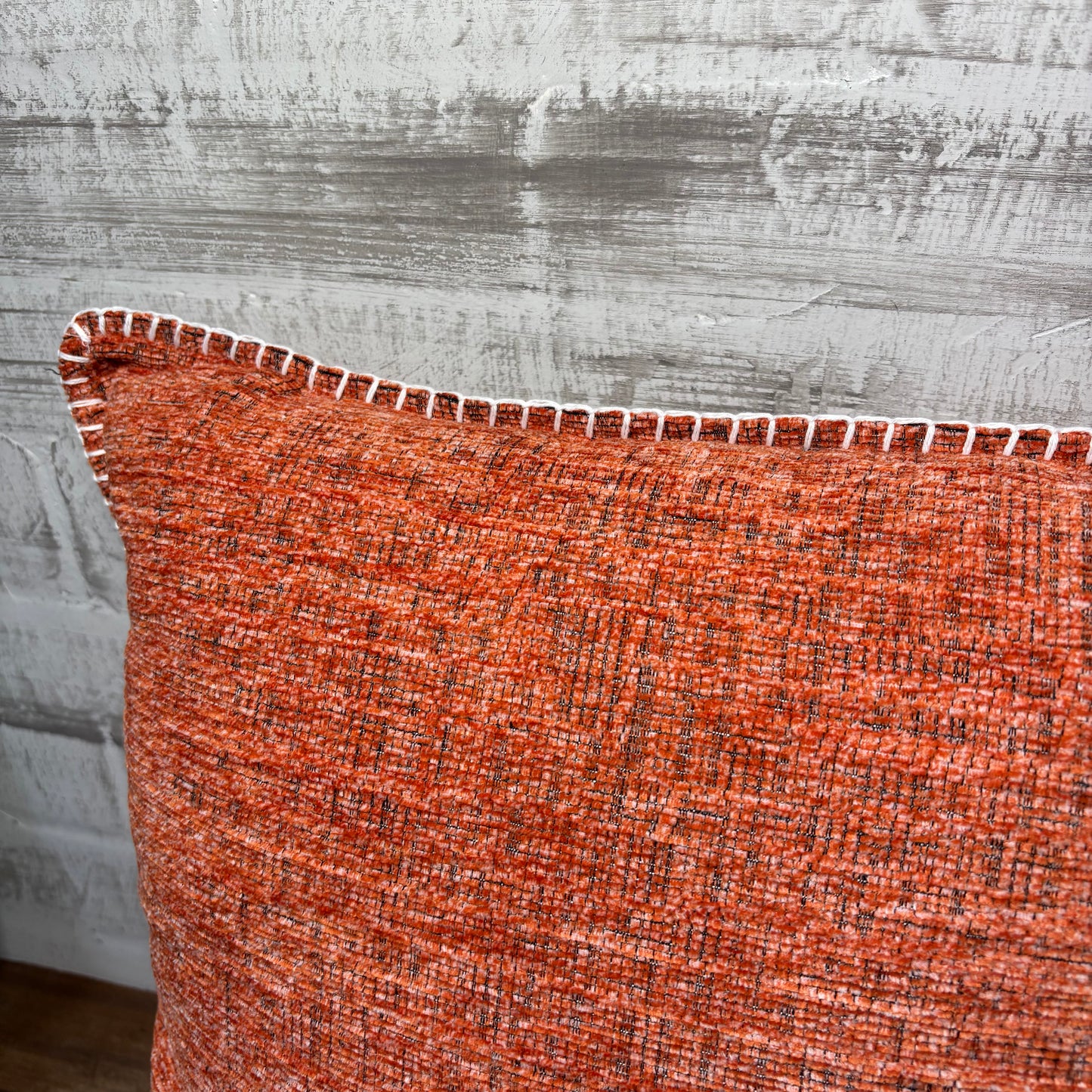 Orange Stitched Edge Throw Pillow