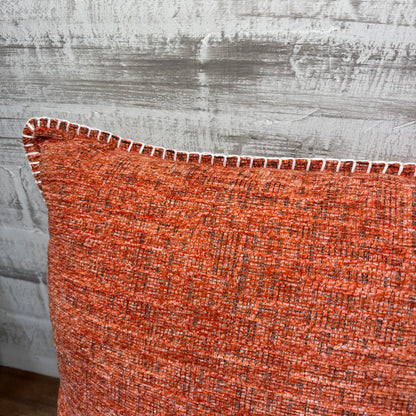 Orange Stitched Edge Throw Pillow