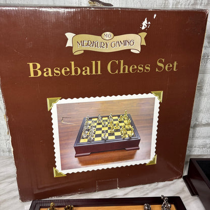 Vintage Merkury Gaming Baseball Chess Set with Wooden Storage Box