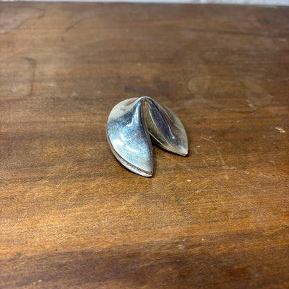 Vintage Silver-Plated Hinged Fortune Cookie Trinket Box