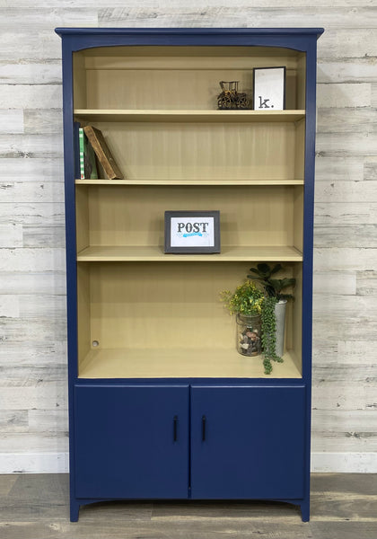 Navy Blue Bookshelf Cabinet